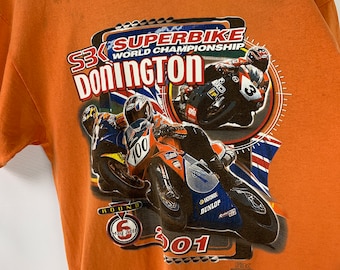 00s Rare Vintage SUPERBIKE World Championship 2001 Orange T