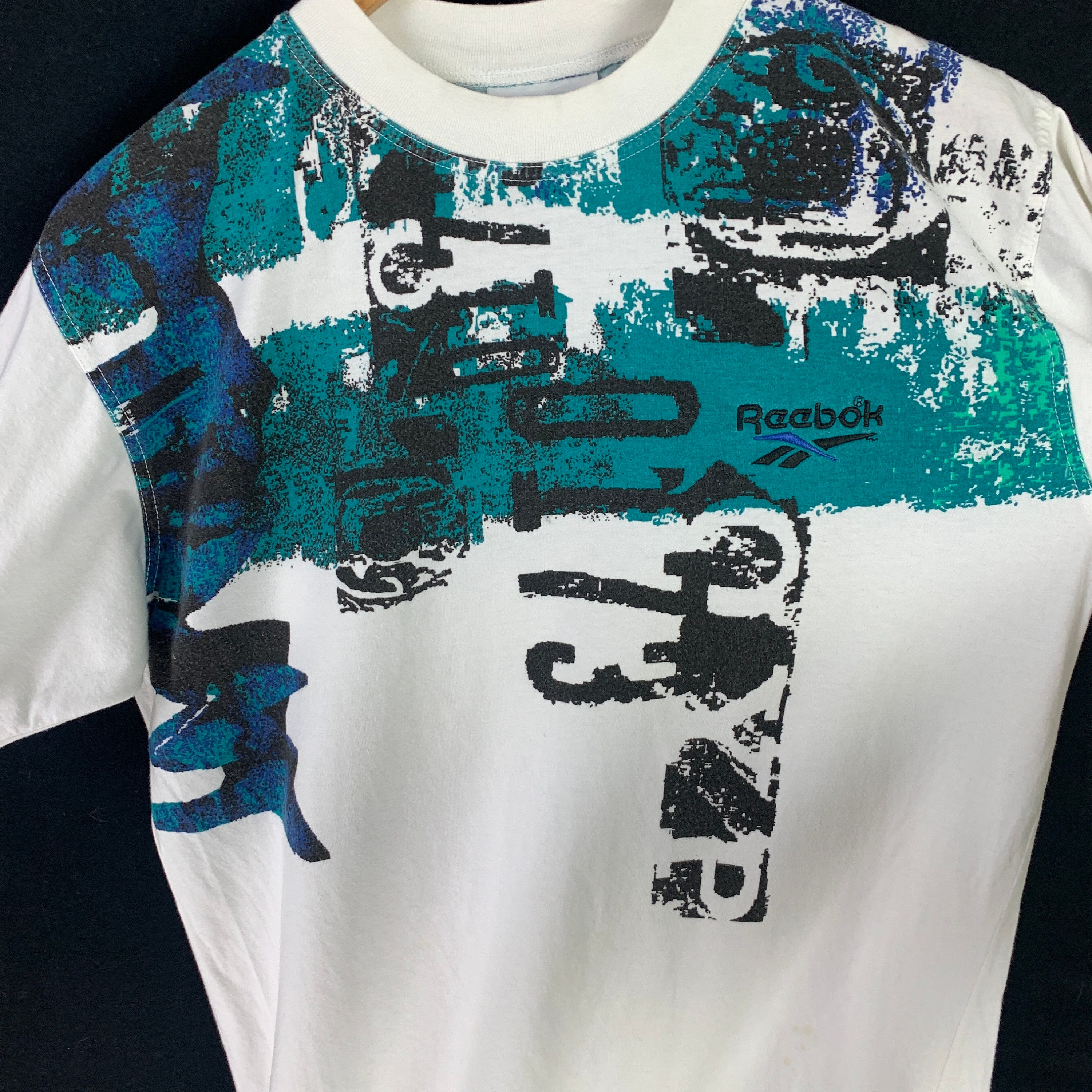 90s Rare Vintage Men's REEBOK White Tennis T-shirt Size S Retro