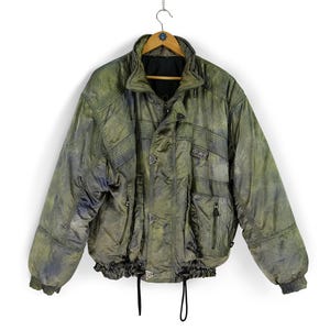 80er 90er Vintage Herren 5TH AVENUE grün schimmernde Skijacke Größe 54 XL Retro Snowboardbekleidung hergestellt in Italien