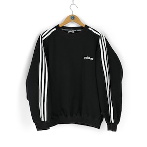 Vintage ADIDAS black crewneck sweatshirt Size M faded jumper 90s sportswear