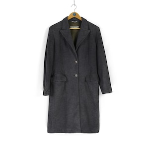 Vintage MAX MARA gray silk virgin wool single breasted coat Size US 12 made in Italy
