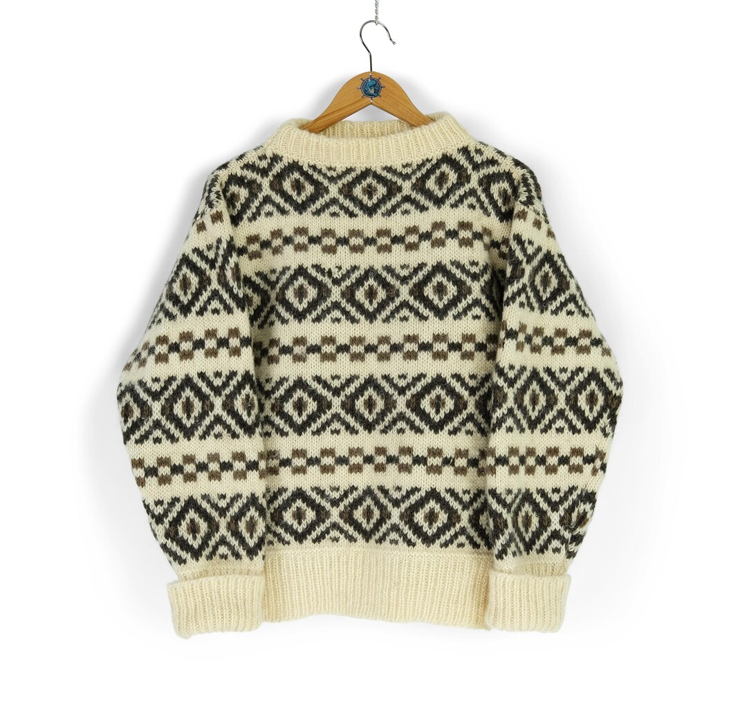 Stobi Rustic Wool Vintage STOBI Denmark Nordic Fair Isle Wool Sweater Size M Boxy Cropped ...
