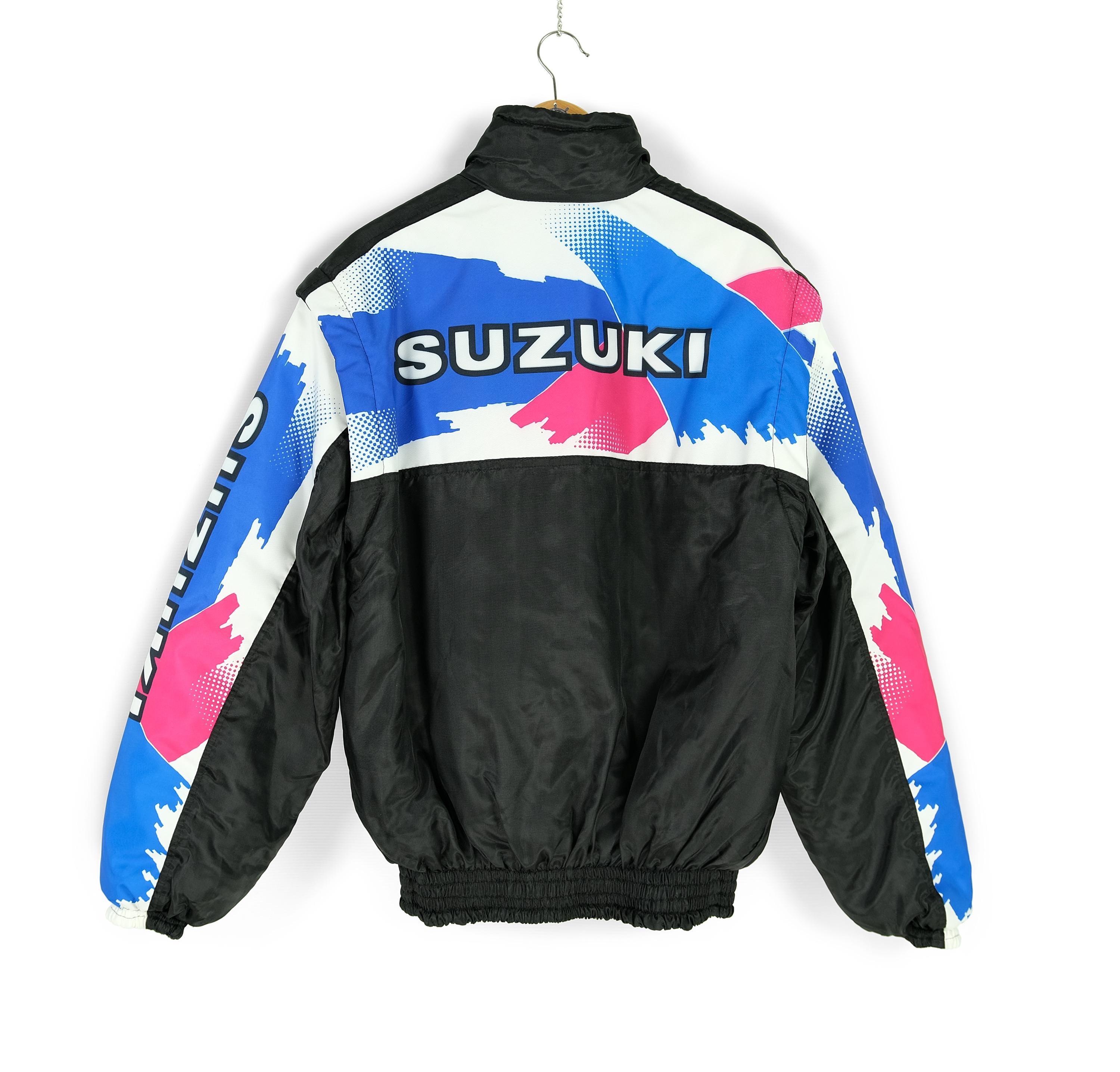Vintage SUZUKI Black Removable Sleeves Nylon Jacket Size M 80s