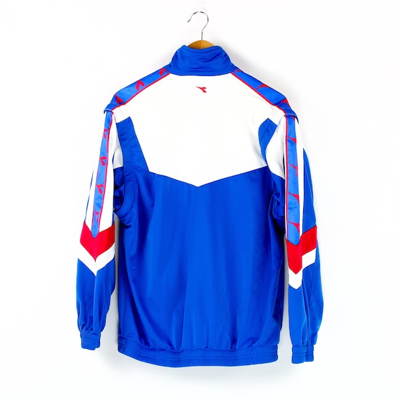 90s Vintage Men s DIADORA Track Jacket Blue White Size L Side Tape