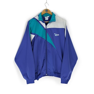 ヴィンテージ REEBOK グリーン パープル マルチカラー トラックジャケット L XL レトロ スポーツウェア