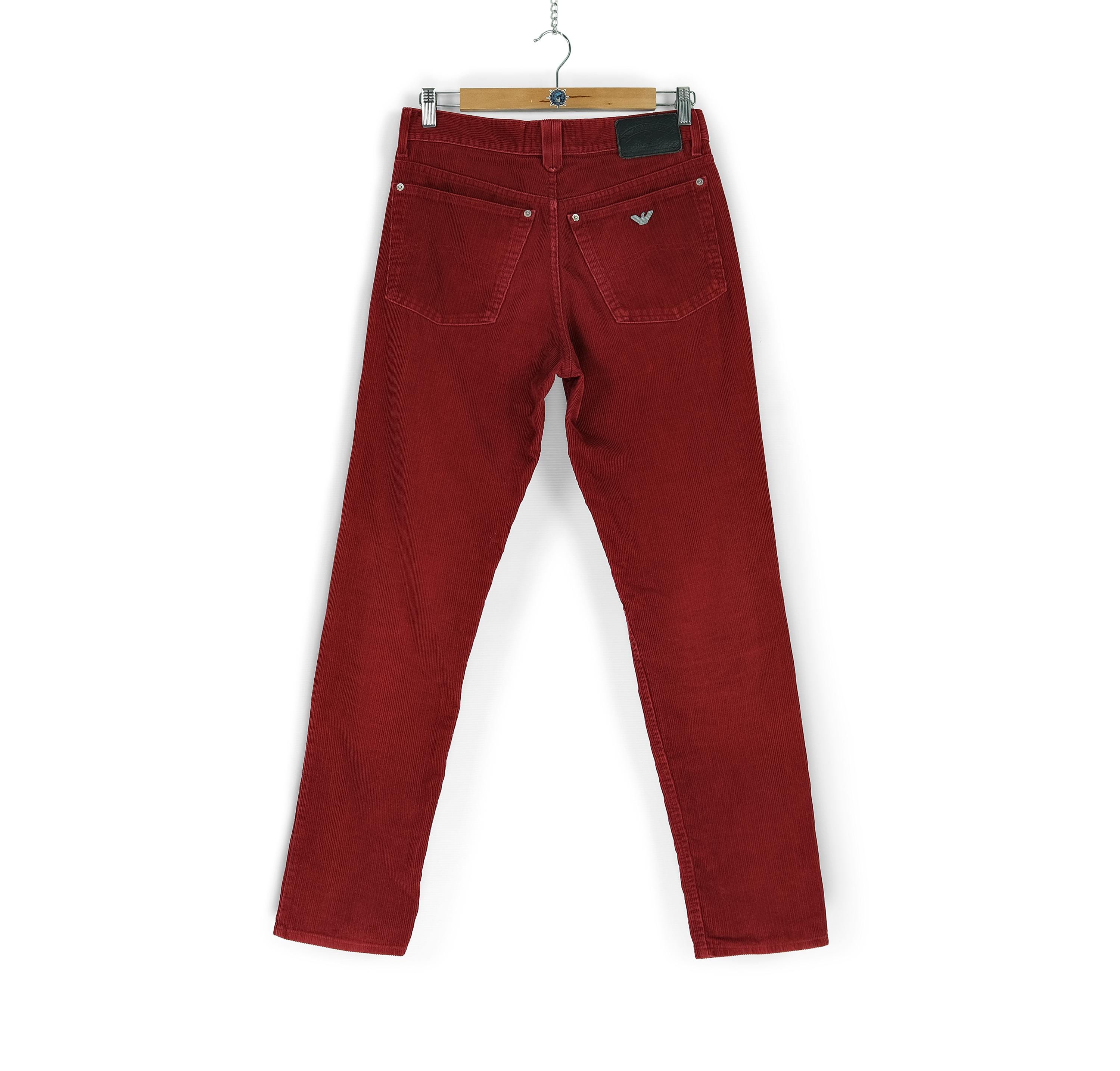 90s Rare Vintage ARMANI Jeans Red Corduroy Pants Size W31