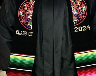 Estola de Graduación/ Sarape Personalizada National Eagle Emblem Graduation,Mexican Flag, Aztec Calendar, Aztec