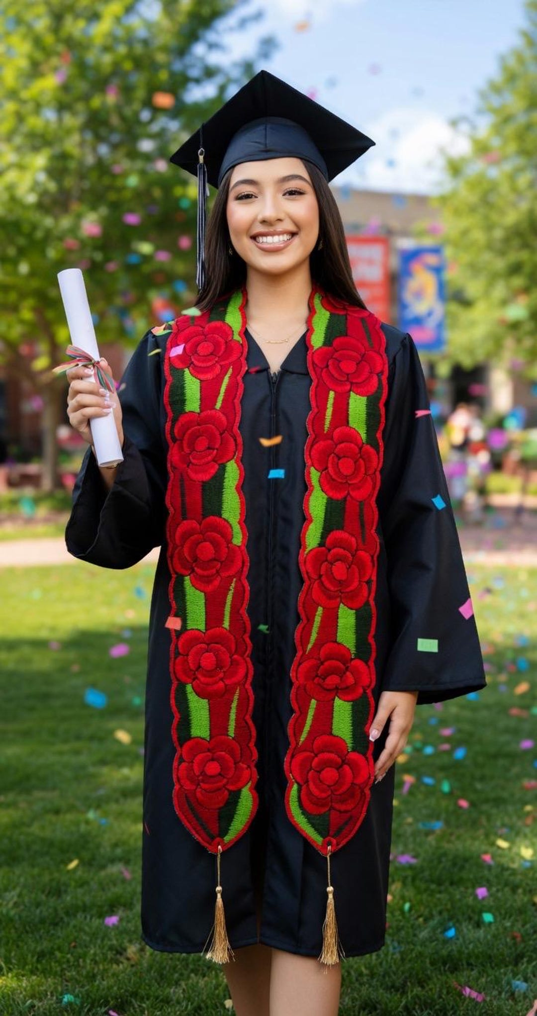 Graduation Moflas Embroidered Flowers /graduation Sash / Estola Bordada De Flores - Etsy