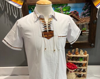 Guayabera V, Mens Mexican Traditional Shirt. Collared Shirt. Traditional Style. Fiesta shirt