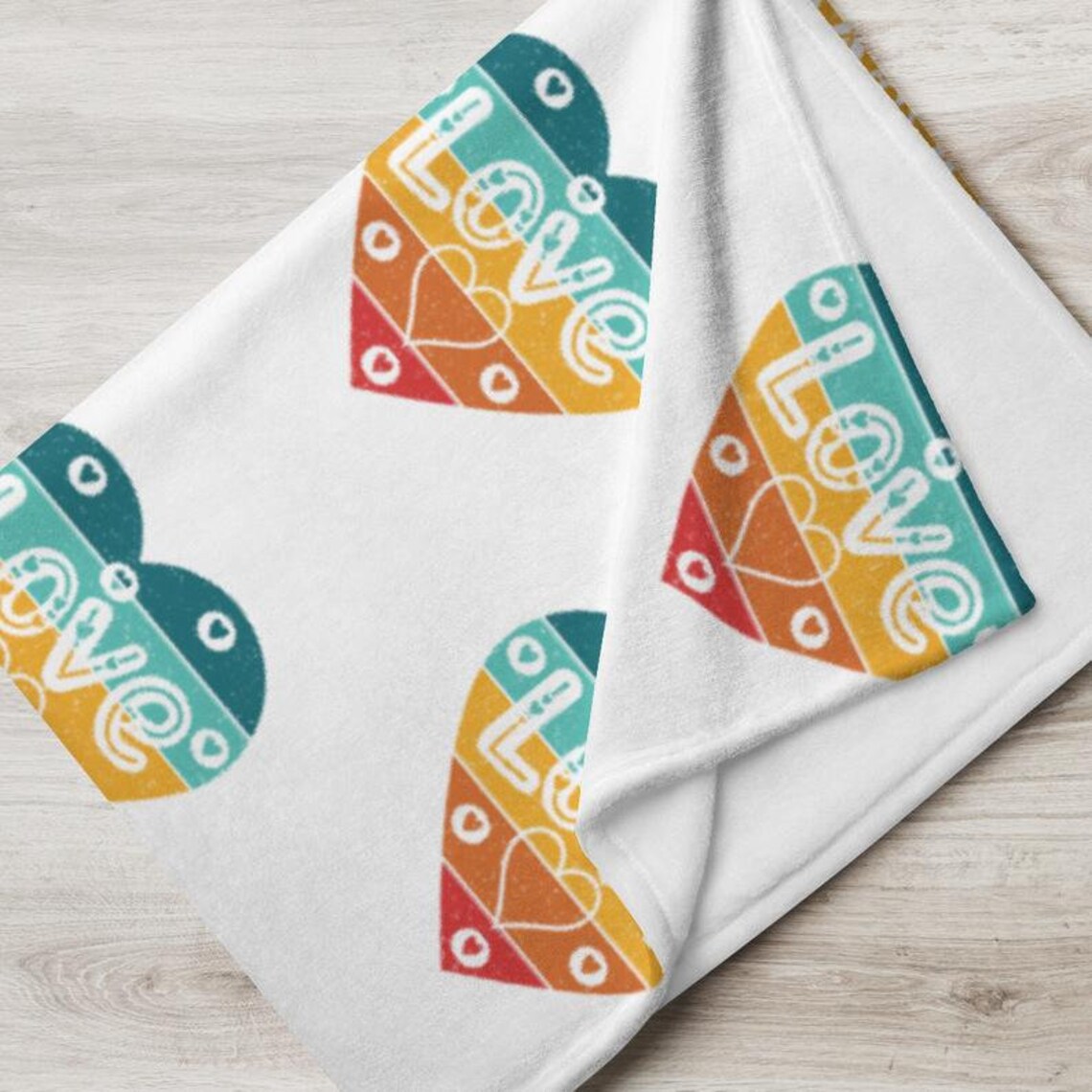 Love heart Throw Blanket/ Retro colors heart throw blanket Etsy
