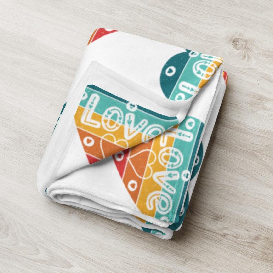 Love heart Throw Blanket/ Retro colors heart throw blanket Etsy
