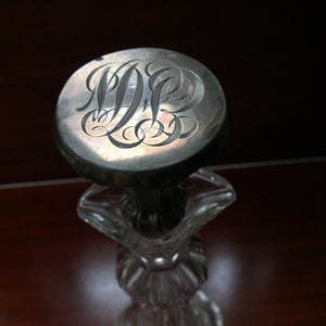 Vintage Etched Crystal Decanter With Sterling Silver Monogram