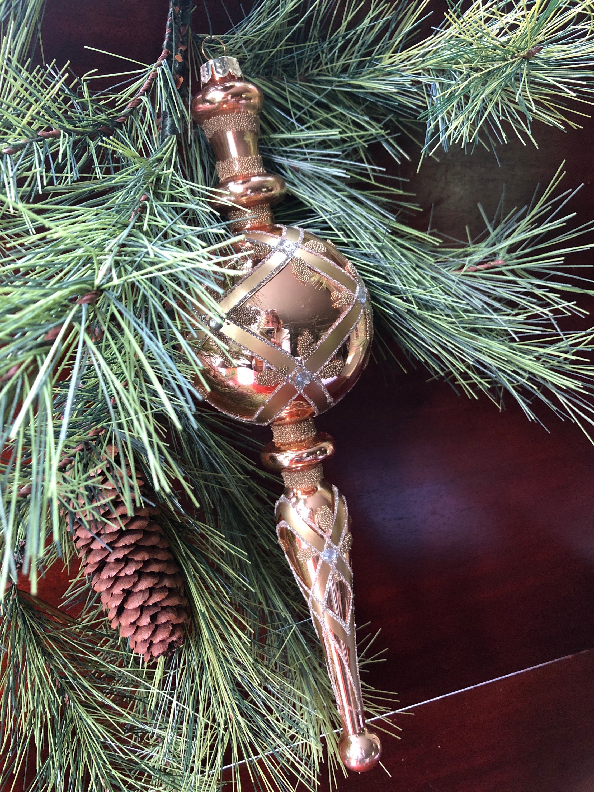 Gold And Bronze Long Finial Ornament / Christmas Tree Ornament Etsy