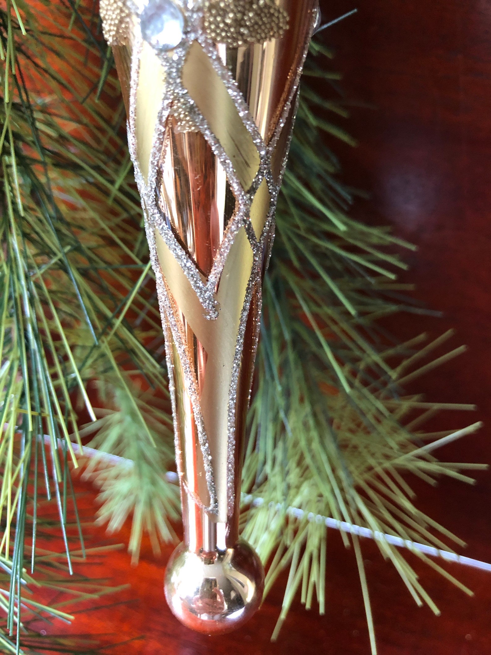 Gold And Bronze Long Finial Ornament / Christmas Tree Ornament Etsy