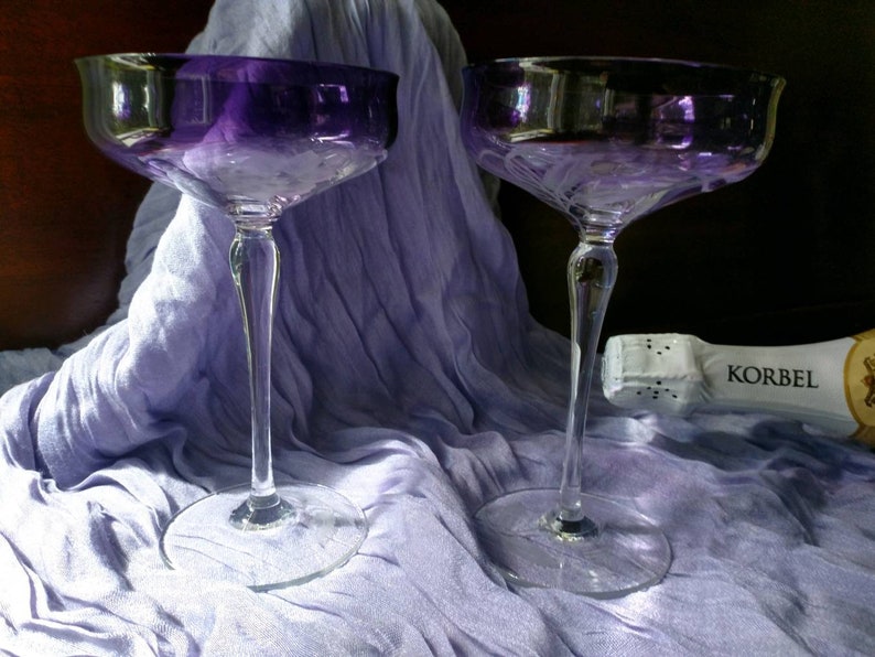 Exquisite Vintage Set of 2 Champagne Coupe Glasses a lovely wedding gift and very collectable