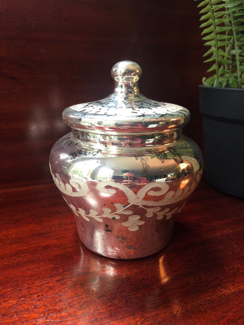 Mercury Glass Vase With Lid Etsy