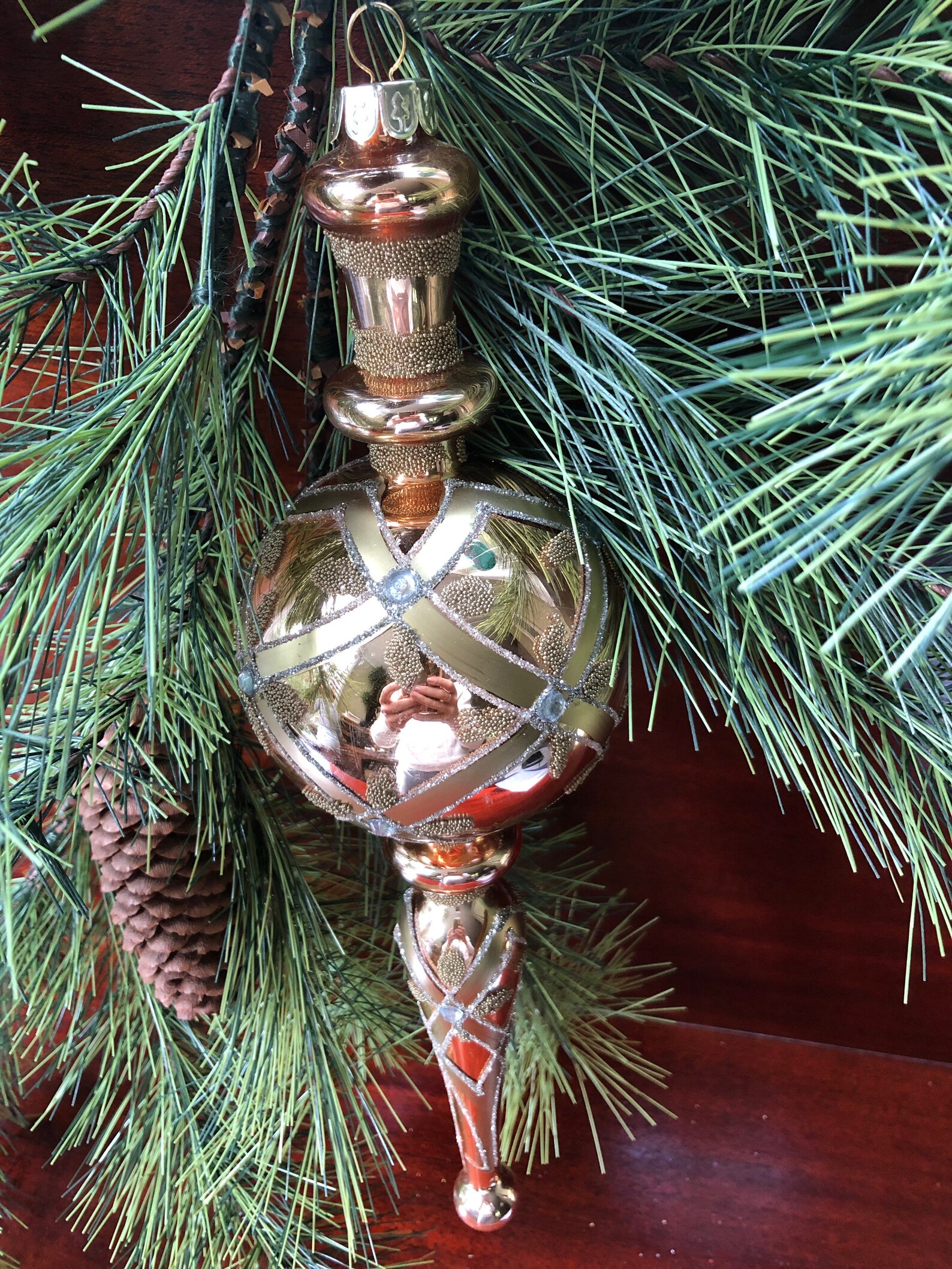 Gold And Bronze Long Finial Ornament / Christmas Tree Ornament Etsy