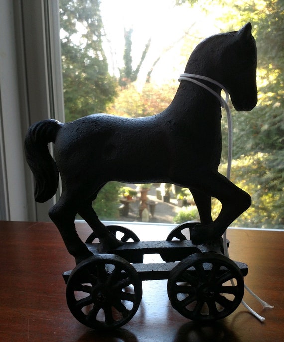 Cast Iron Horse Figurine / Heavy Equestrian Decor / Horse Pull Etsy