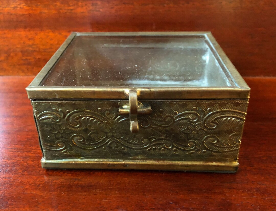 Brass & Glass Curio Box / Display Box / Trinket Box Etsy