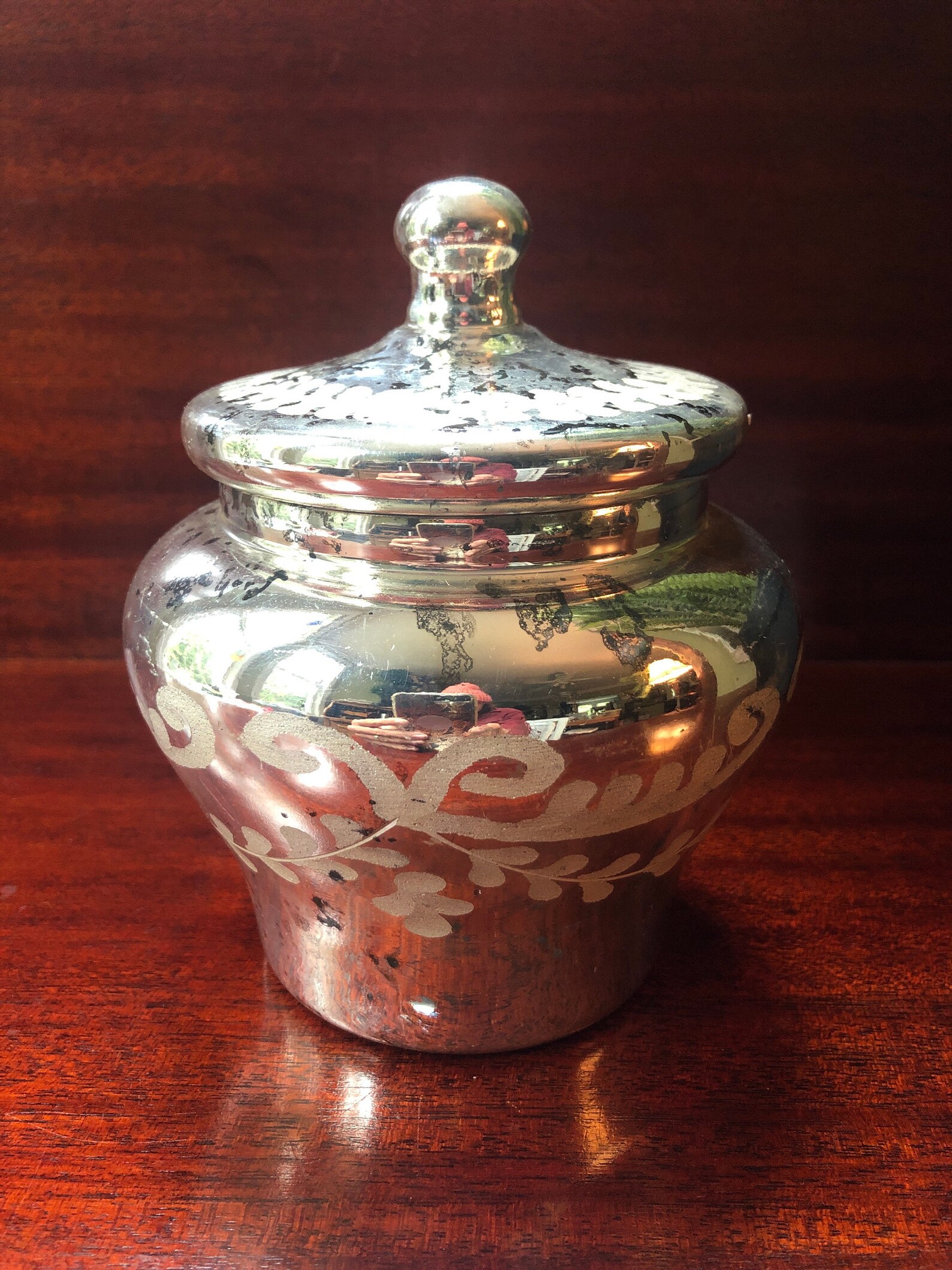 Mercury Glass Vase With Lid Etsy
