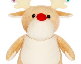 Reno Cubbie color topo: Peluche navideño con nariz roja