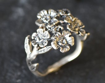 Large Flower Ring, Chunky Flower Ring, Floral Ring, Daisy Ring, Vintage Ring, Solid Silver Ring, Sterling Silver Ring, Big Statement Ring