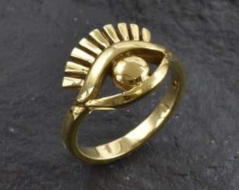 Gold Eye Ring, Gold Egyptian Ring, Gold Protection Ring, Gold Chunky Ring, Evil Eye Ring, Eye of Horus, Eye Ring, Gold Plated Ring, 18k Gold