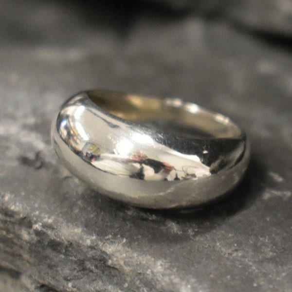 Glatter Silberring, konvexer Ring, massiver Silberring, Blasenring, Sterlingsilberring, Statement-Band, dicker Silberring, großes glattes Band