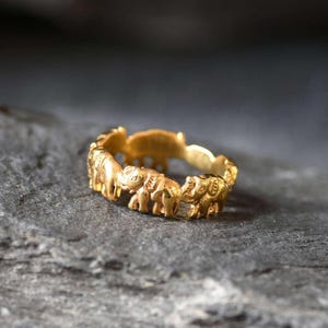 Gold Elefanten Band, Elefantenring, Vergoldetes Band, Orientalischer Ring, Glücksring, Tierring, Gold Boho Ring, Vintage Band, Gold Vermeil Ring
