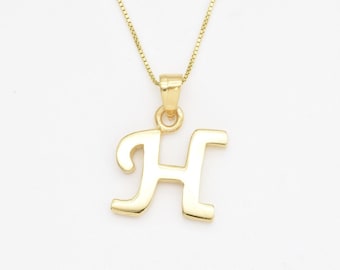 Gold Letter H Pendant, Letter Charm, Initial H Necklace, Alphabet Pendant, Capital Initial H, Minimalist Letter Pendant, Gold Initial