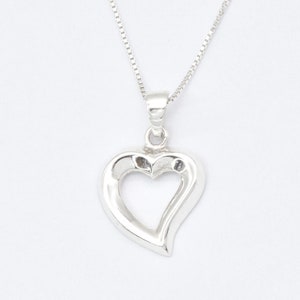Big Heart Pendant, Hollow Heart Necklace, Outline Heart Pendant, Silver Heart Pendant, Love Friendship Necklace, 925 Silver, Adina Stone