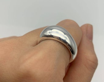 Wide Dome Ring, Dome Statement Ring, Medium Dome Band,  Chunky Dome Ring, Thick Dome Band, Minimalist Silver Ring, Adina Stone, Solid Silver