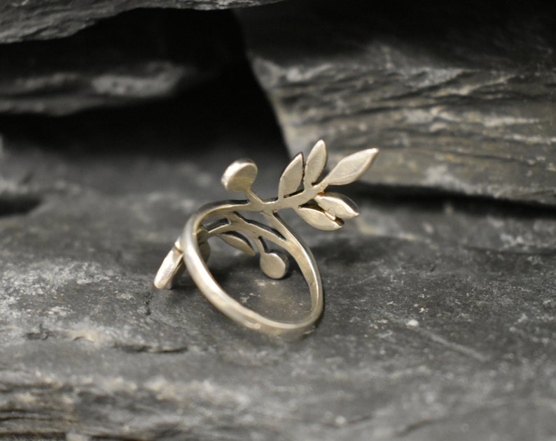 Silver Leaf Ring, Silver Branch Ring, Bohemian Ring, Long Silver Ring, Vintage Ring, Statement Ring, Log Ring, Leaf Ring, Solid Silver Ring image 9