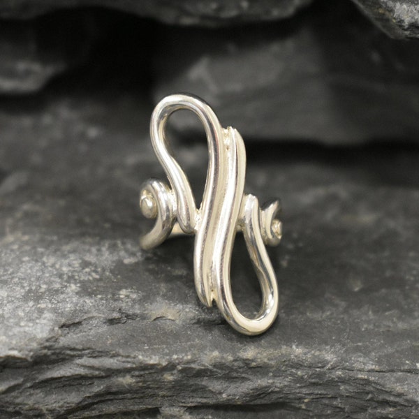 Infinity Ring, Asymmetric Ring, Solid Silver Ring, Long Artistic Ring, Long Silver Ring, Statement Ring, Sterling Silver Ring, Artisan Ring