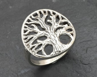 Statement Tree Ring, Tree of Life Ring, Boho Ring, Round Silver Ring, Cutout Tree Ring, Tree Branches Ring, Silver Ring, Silver By Adina