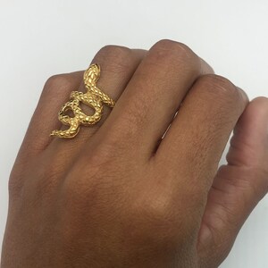 Gold Snake Ring, Gold Statement Ring, Gold Serpent Ring, Snake Ring, Serpent Ring, Animal Ring, Vintage Ring, Fashion Ring, Vermeil Ring image 2