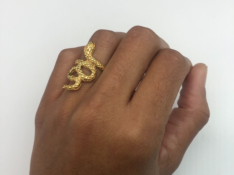 Gold Snake Ring, Gold Statement Ring, Gold Serpent Ring, Snake Ring, Serpent Ring, Animal Ring, Vintage Ring, Fashion Ring, Vermeil Ring image 2