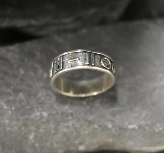 Roman Numbers Ring, Thick Silver Band, Numeral Band, Solid Silver 