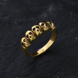 Gold Skull Ring, Skulls Ring, Gold Vintage Ring, Gold Skeleton Ring, Antique Ring, Handmade Ring, Artisan Ring, Original Ring, Gothic Ring image 8