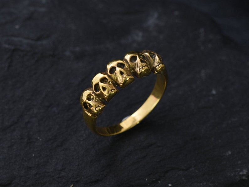 Gold Skull Ring, Skulls Ring, Gold Vintage Ring, Gold Skeleton Ring, Antique Ring, Handmade Ring, Artisan Ring, Original Ring, Gothic Ring image 8