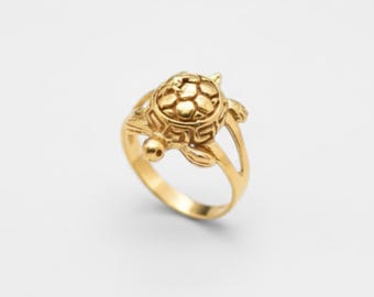 Turtle Ring, Large Turtle Ring, Turtle Lover Ring, Gold Turtle Ring, Vintage Turtle Ring, Cute Turtle Ring, Artistic Ring, Silver by Adina
