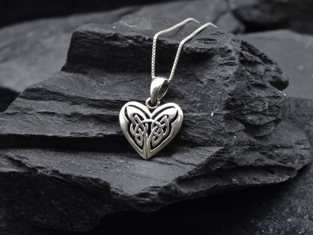 Silver Heart Necklace, Silver Butterfly Pendant, Celtic