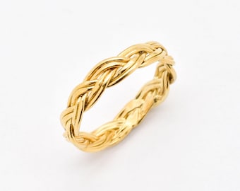 Gold Braided Ring, Stacking Ring, Gold Vermeil Ring, Plait Ring, Braid Ring, Dainty Band, Stacking Band, Intertwined Ring, Tangled Ring, 925