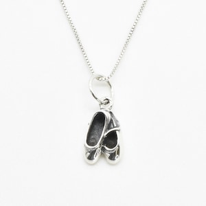 Silver Ballerina Shoes Pendant, Ballet Shoes Necklace, Girls Shoes Pendant, Ballet Slippers Charm, Doll Shoes Pendant, Sterling Silver Shoes
