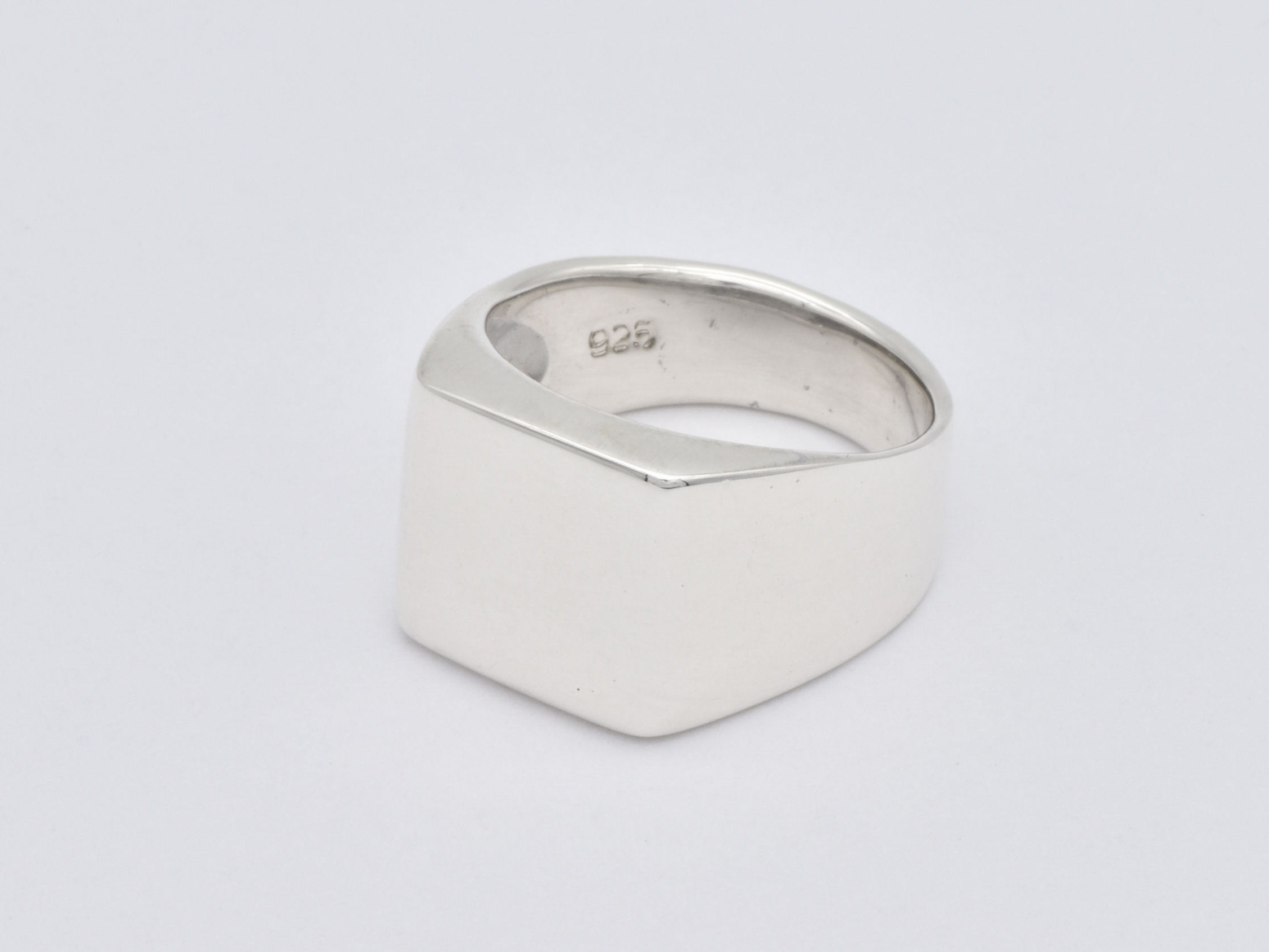 Square Signet Ring, Polished Silver Band, Chunky Signet Ring