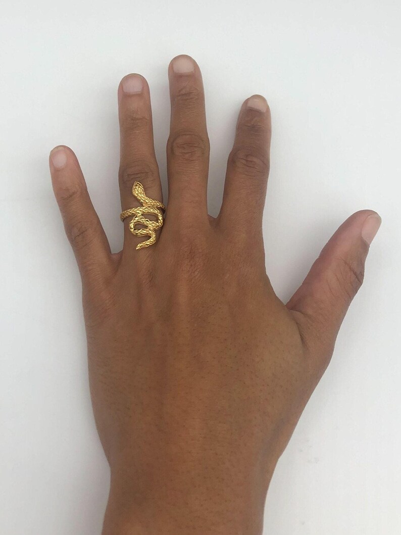 Gold Snake Ring, Gold Statement Ring, Gold Serpent Ring, Snake Ring, Serpent Ring, Animal Ring, Vintage Ring, Fashion Ring, Vermeil Ring image 8