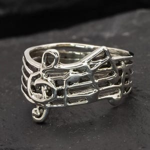 Silver Musical Note Ring, Treble Clef Ring, Music Note Ring, Handmade Silver Ring, Treble Clef Band, Musician Ring, Silver ring, Silver Band