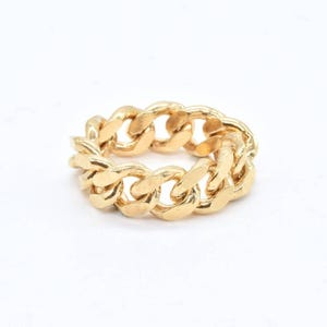 Gouden kettingring, dikke kettingband, kettingstapelring, gouden Cubaanse ring, 18k goud vermeil, statement kettingband, brede dikke ketting
