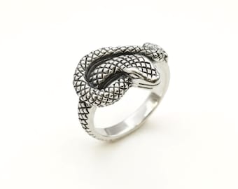 Anillo de serpiente, anillo de serpiente de plata, anillo de cabeza de serpiente, joyería de animales, anillo de animales, anillo de plata, anillo de pitón, anillo de serpiente vintage, anillo de nudo de serpiente