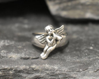 Ängelring, Silverängelring, Cuporring, Helgonring, Statementring, Vintagering, Religiös ring, Sterlingsilverring, Massiv silverring